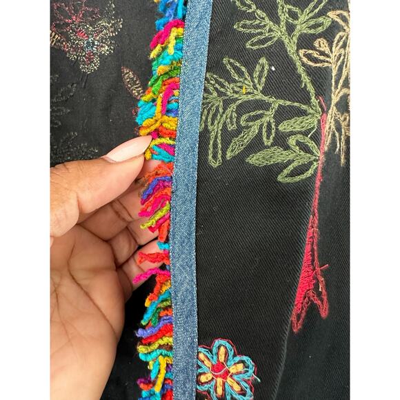 Chico's Multicolor Embroidered Fringe Art to Wear Lightweight Jacket Size Medium - Picture 5 of 12